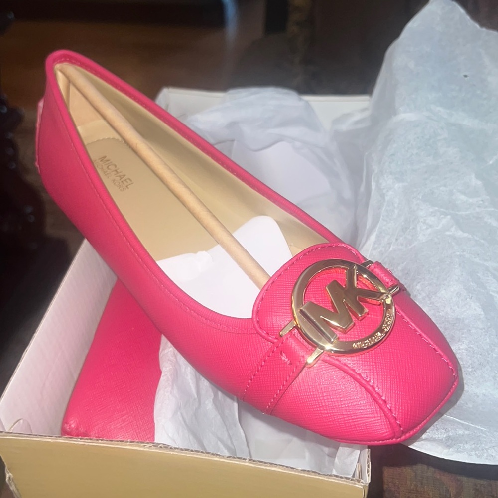 Michael Kors Leather Fulton Moccasin - Carmine Pink - Size 7.5M - Brand New